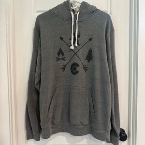 Campfire Graphic Hoodie Gray Pullover Sweatshirt Outdoors Camping XL